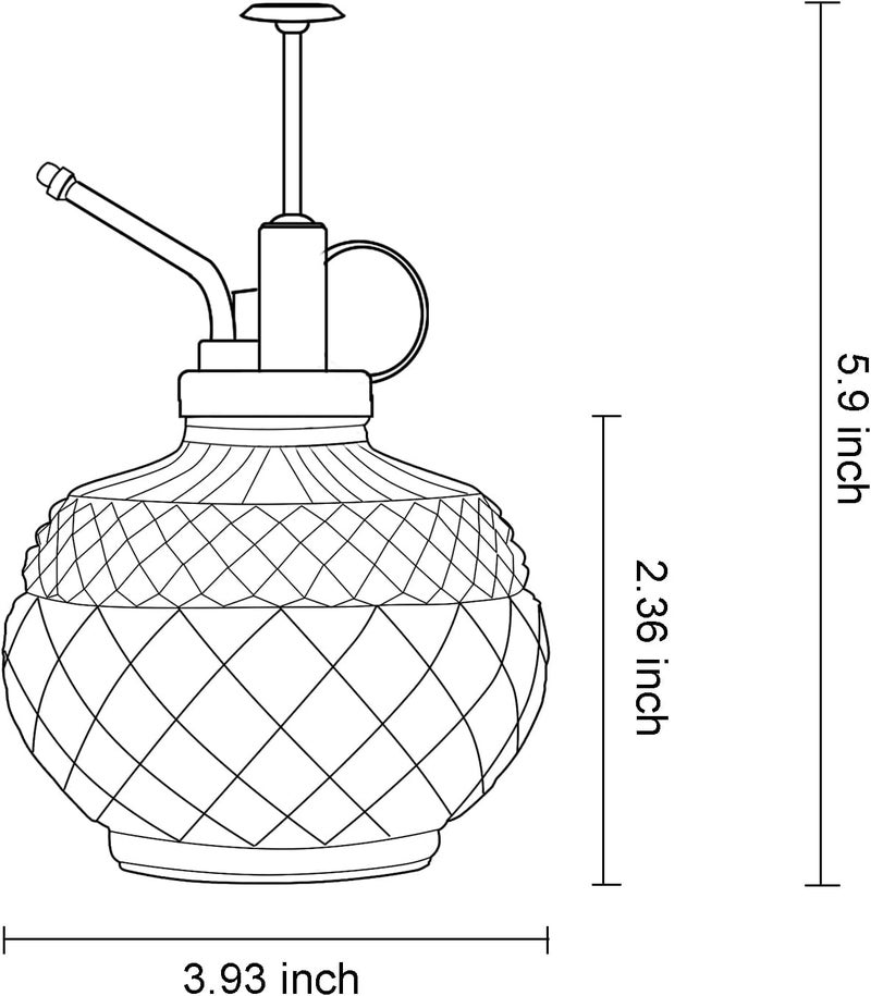 OFFIDIX Plant Mister, 300ML Vintage Glass Spray Bottle with Plastic Top Pump, Small Decorative Spritzer Watering Can for Indoor Outdoor House Plants (Transparent) - Image 2